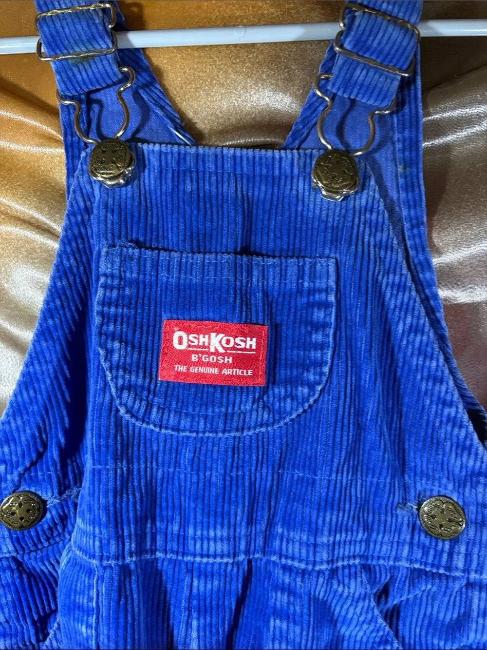 Vintage 12m OshKosh B'gosh Bright Blue Corduroy‎ Overalls for Kids 411